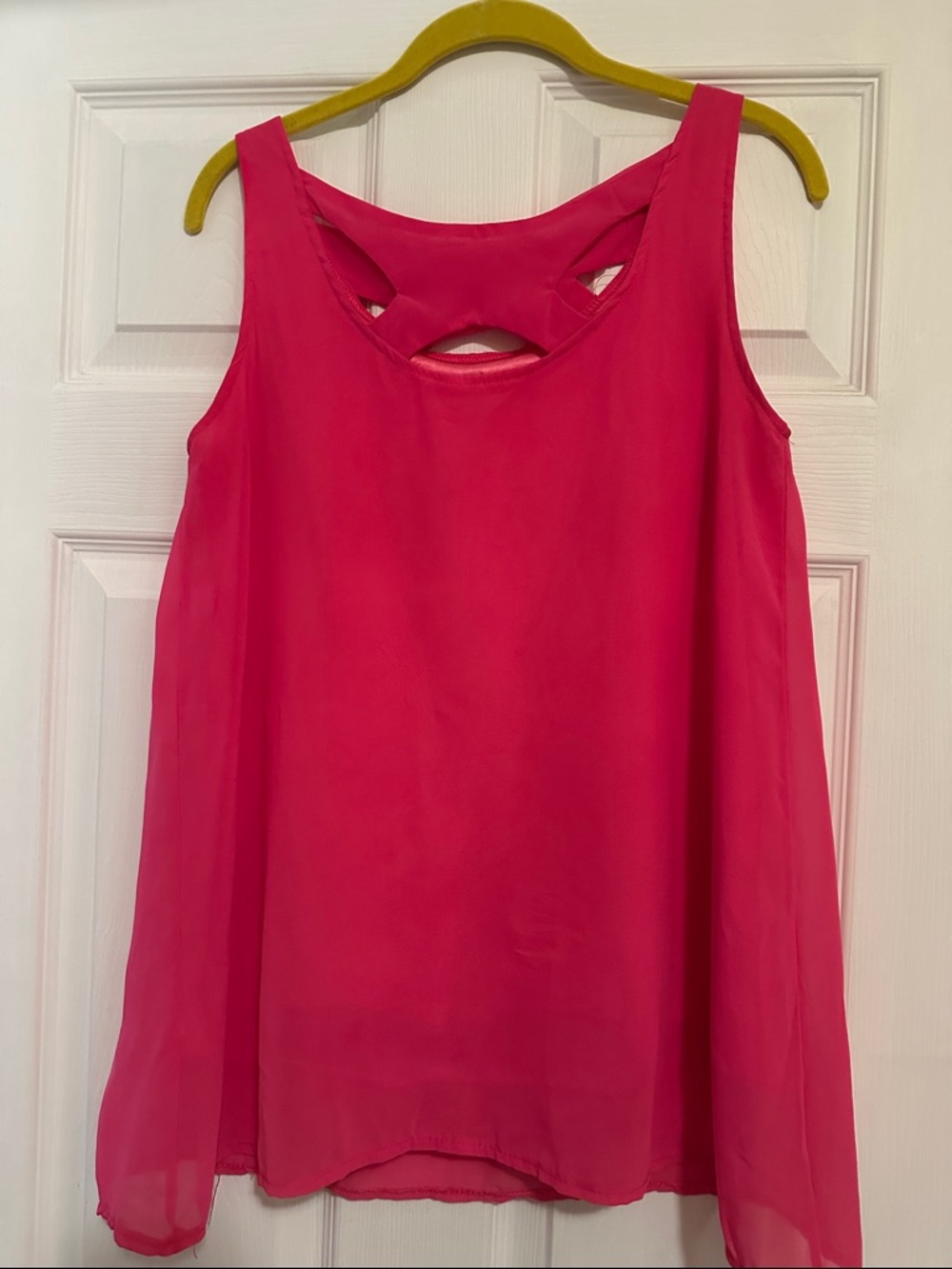 Sleeveless Hot Pink Cutout Back Women's Top